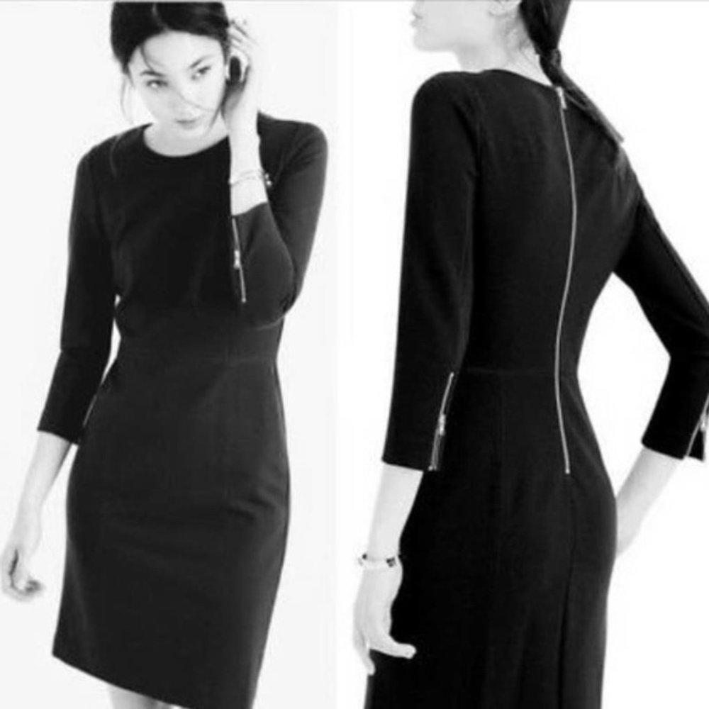 J. Crew Black Midi Sheath Dress with Back Zip